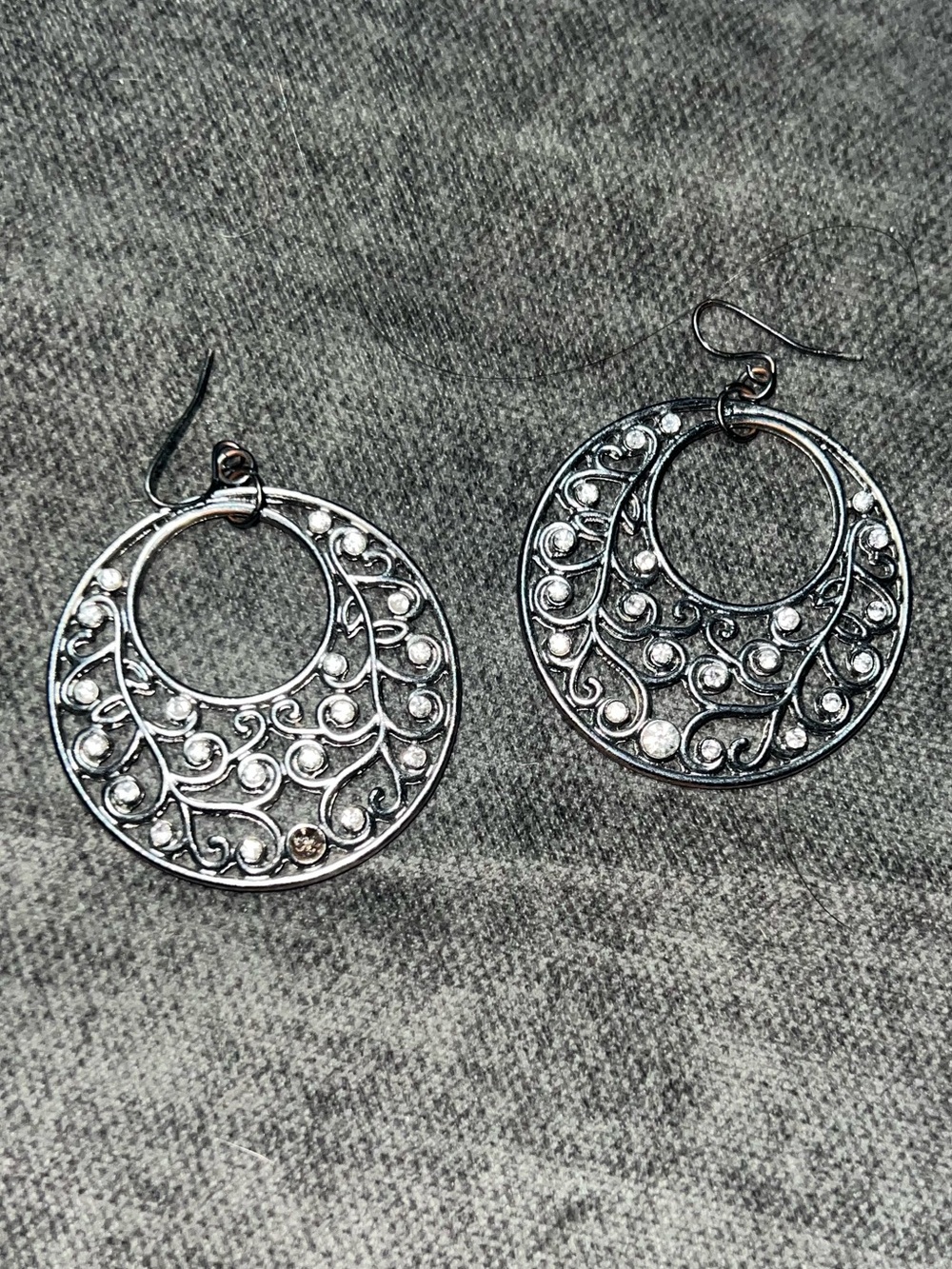 Silver Filigree Hoop Drop Earrings - Women Jewelry